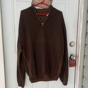 Men's Large Vintage Tommy Bahama Reversible Quarter Zip Brown